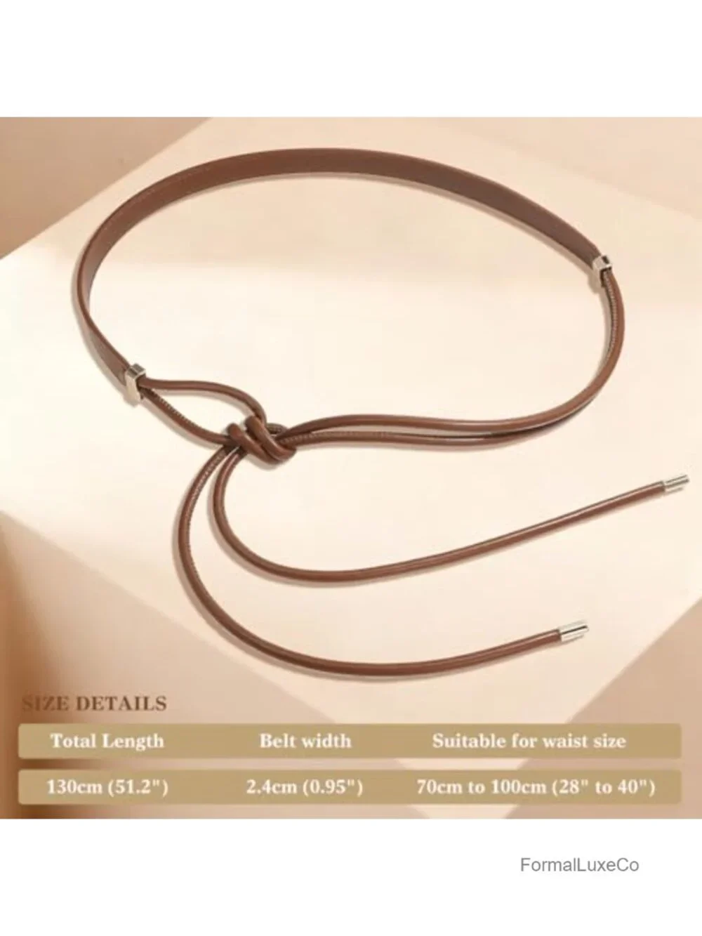 Women's Knotted Thin Waist Belt PU Leather Skinny Belts Adjustable